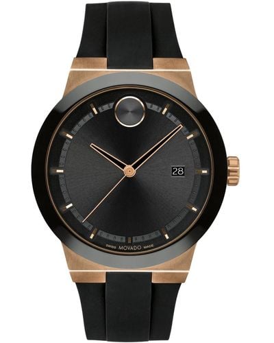 Movado Swiss Fusion Bold Black Silicone Strap Watch 42mm
