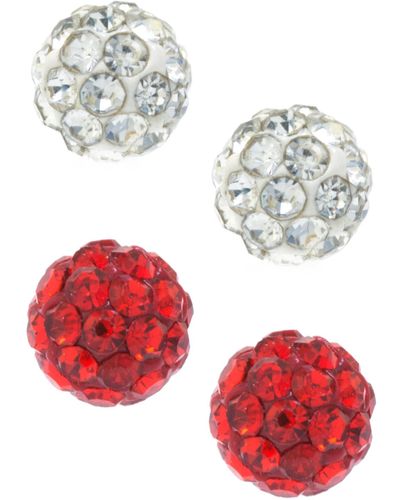 Giani Bernini Crystal 4mm 2-pc Set Pave Stud Earrings - Red