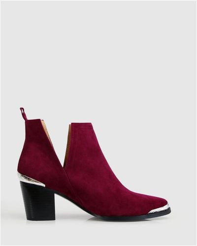Belle & Bloom Austin Suede Ankle Boot - Red