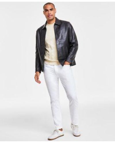 Alfani Leather Jacket Sweater Straight Fit Pants Created For Macys - White