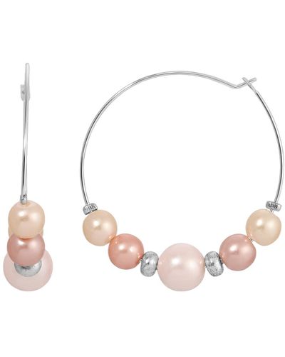 2028 Color Imitation Pearl Hoop Earrings - Natural