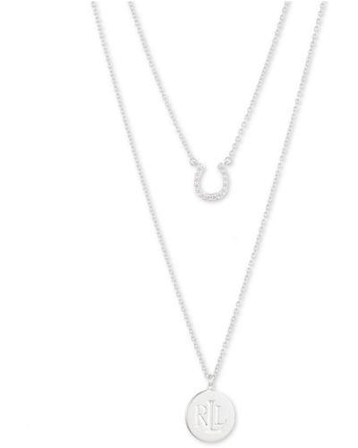 Ralph Lauren Lauren Cubic Zirconia Double Row Pendant Necklace - White