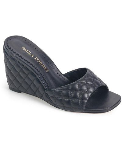 Paula Torres Monaco Wedge Slide Sandals - Blue
