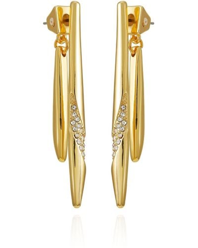 Vince Camuto Tone Glass Stone Front And Back Dangle Drop Earrings - Metallic