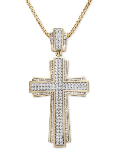 Macy's Cross 22" Pendant Necklace (1 Ct. T.w. - Metallic