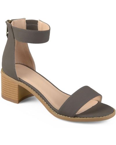 Journee Collection Percy Block Heel Sandals - Gray