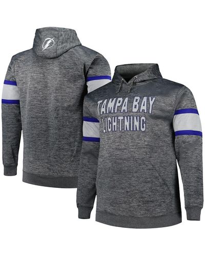 St. Louis Blues Big & Tall Stripe Pullover Hoodie - Heather Charcoal