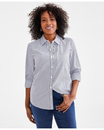 Style & Co. Cotton Button-up Shirt, Created For Macy's - Gray