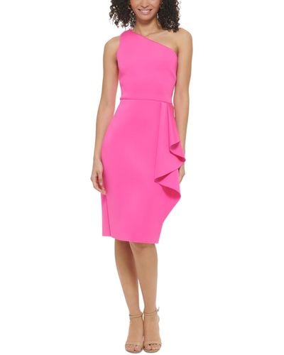 Eliza J Ruffled One-shoulder Sheath Dress - Pink