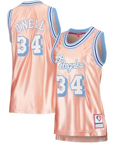 Mitchell & Ness Shaquille O'neal Los Angeles Lakers 75th Anniversary Rose Gold 1996 Swingman Jersey - Pink