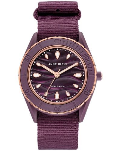 Anne Klein Three-hand Quartz Purple Oceanwork Plastic Bracelet Watch