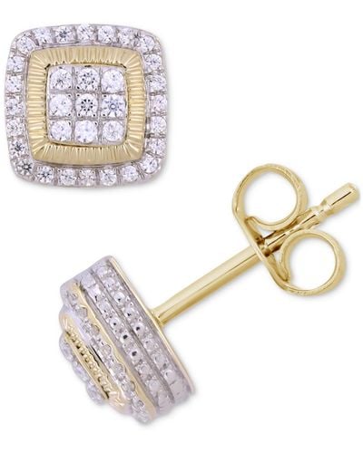 Macy's Diamond Square Cluster Stud Earrings (1/4 Ct. T.w. - Metallic