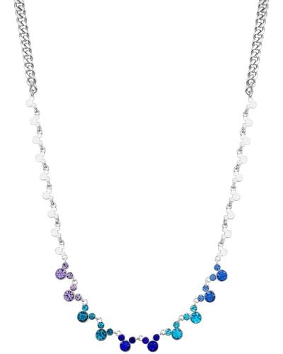 Disney Multi Color Crystal Mickey Mouse Necklace - Blue
