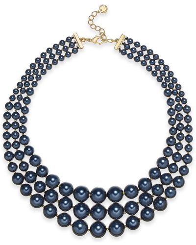 Charter Club Imitation Pearl Three-row Collar Necklace - Multicolor