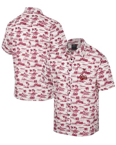 Colosseum Athletics Montana Grizzlies Spontaneous Is Romantic Camp Button-up Shirt - Pink