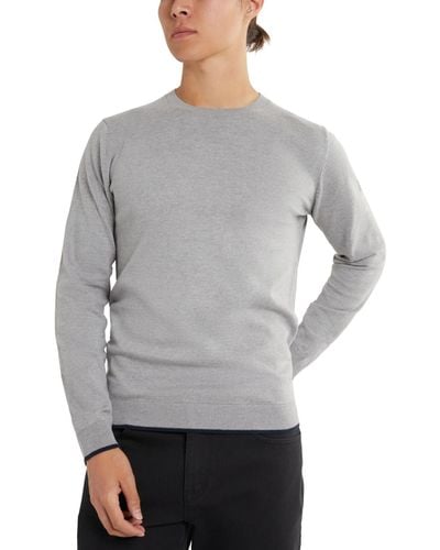 Kenneth Cole Slim Fit Lightweight Crewneck Pullover Sweater - Gray