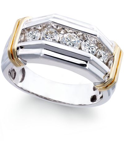 Macy's Men's Diamond (1 Ct. T.w.) Ring In 10k White And Yellow Gold - Metallic
