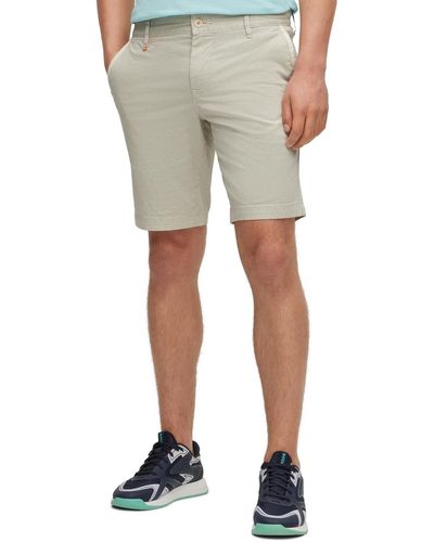 BOSS Boss By Slim-fit Printed Stretch-cotton Twill Shorts - Natural