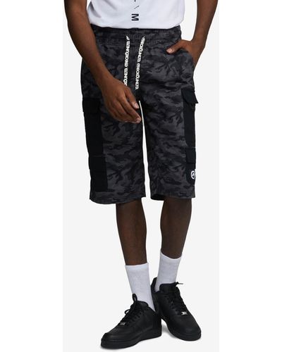Ecko' Unltd Big And Tall Contrast Cargo Shorts - Black