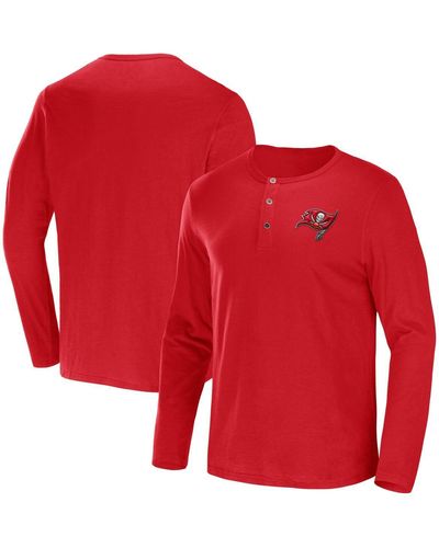 Fanatics Nfl X Darius Rucker Collection By Tampa Bay Buccaneers Slub Jersey Henley Long Sleeve T-shirt - Red