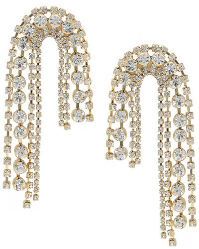 Ettika Glass Arch Chain 18k Plated Statement Earrings - Metallic