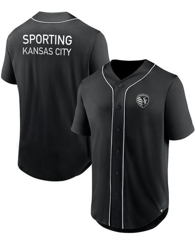 Fanatics Sporting Kansas City Third Period Fashion Baseball Button-up Jersey - Black