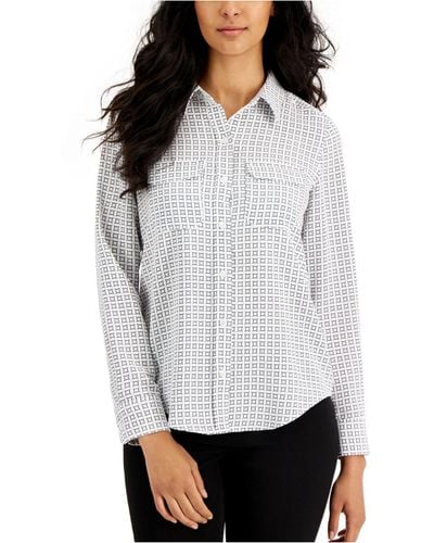 Alfani Button-front Shirt, Created For Macy's - White