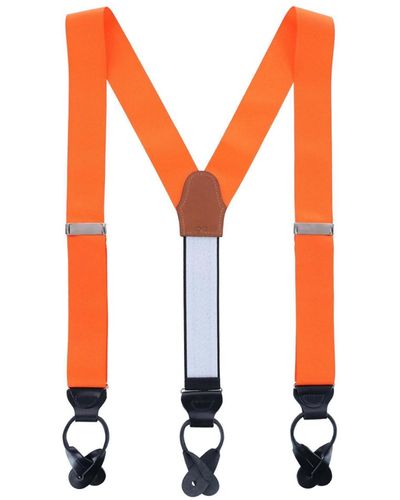Trafalgar Phoenix 38mm Grosgrain Non Stretch Ribbon Button End Suspenders - Orange