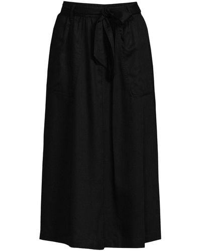Lands' End Fiber Tie Waist Midi Skirt - Black