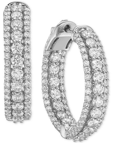 Macy's Diamond In & Out Hoop Earrings (2-3/4 Ct. T.w.) - White