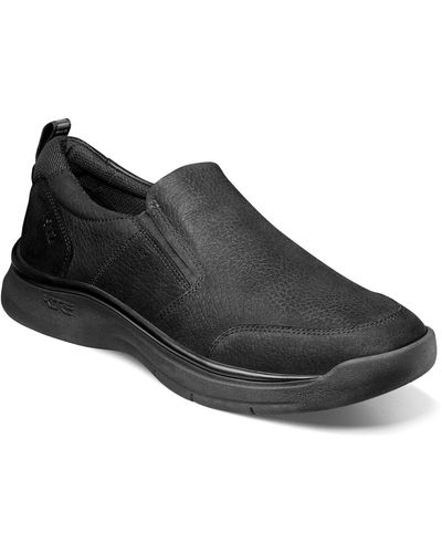 Nunn Bush Mac Leather Moc Toe Slip-on Shoes - Black