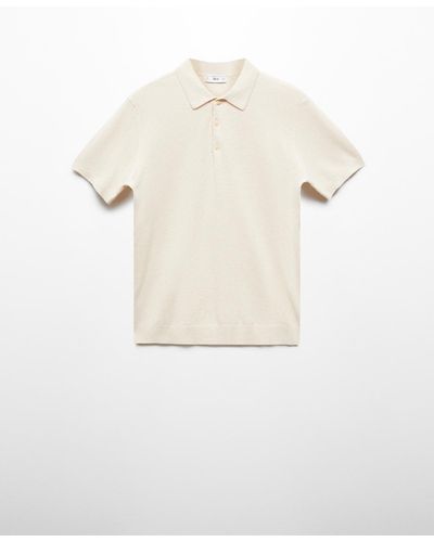 Mango Short-sleeved Knitted Polo Shirt - White