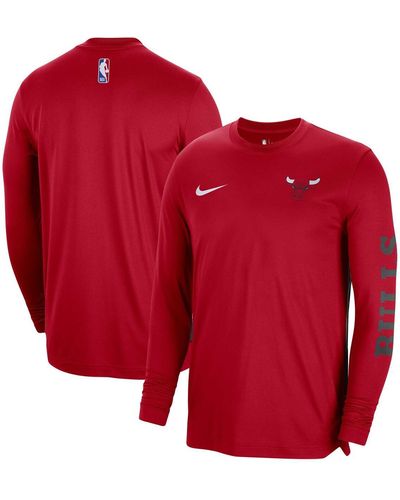 Nike And Chicago Bulls 2023/24 Authentic Pregame Long Sleeve Shooting Shirt - Red