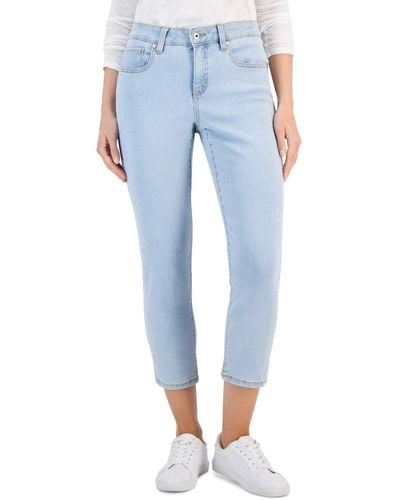 Style & Co. Mid-rise Curvy Capri Embroidery Jeans - Blue