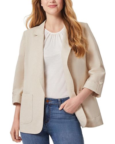 Jones New York Notched-collar Rolled-sleeve Jacket - Natural