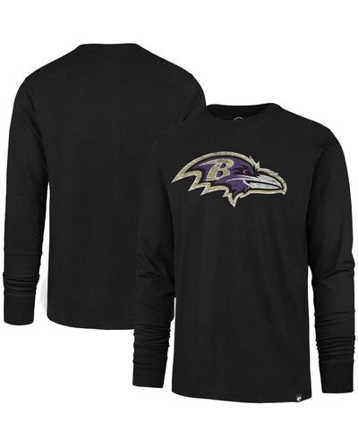 '47 Distressed Baltimore Ravens Premier Franklin Long Sleeve T-shirt - Black
