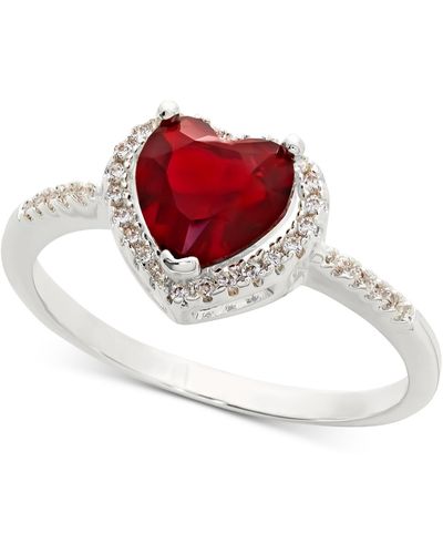 Charter Club Pave & Heart Crystal Halo Ring - Red