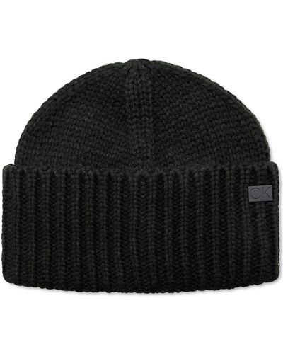 Calvin Klein Tall Cuff Ribbed Hat - Black