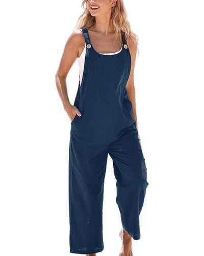CUPSHE Raven Tapered Pinafore Jumpsuit - Blue