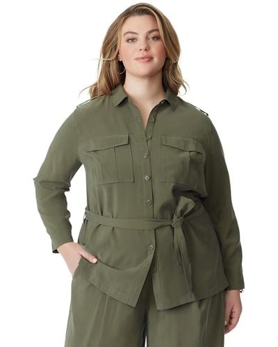 Jessica Simpson Trendy Plus Size Jessa Safari Jacket - Green