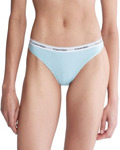 Calvin Klein Modern Logo Low-rise Thong Underwear Qd5043 - Blue