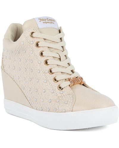 Juicy Couture jiggle Embellished Lace-up Wedge Sneakers - Natural