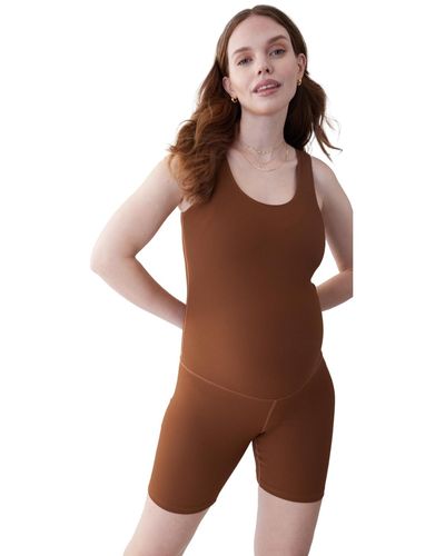 Ingrid & Isabel Maternity Short Bodysuit - Brown