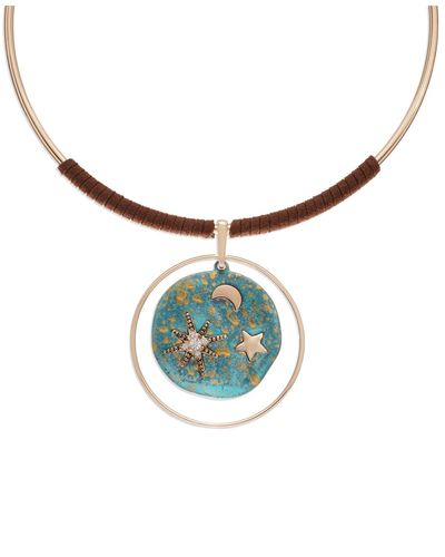 Robert Lee Morris Celestial Patina Pendant Wire Necklace - Blue