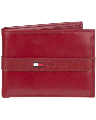 Tommy Hilfiger Premium Leather Rfid Passcase - Red