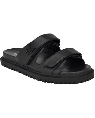 Calvin Klein Donnie Double Adjustable Strap Sandals - Black