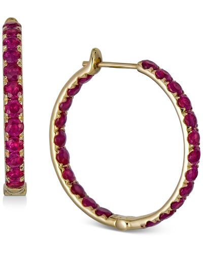 Macy's Sapphire In & Out Small Hoop Earrings (6 Ct. T.w. - Red