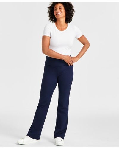 Style & Co. Petite High-rise Pull-on Bootcut Ponte Pants - Blue
