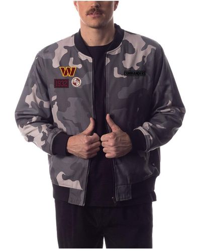 The Wild Collective And Distressed Washington Commanders Camo Bomber Jacket - Blue