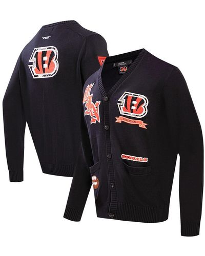 Pro Standard Cincinnati Bengals Prep Button-up Cardigan Sweater - Black